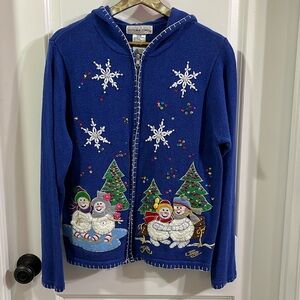 Vintage Victoria Jones Hooded Holiday Sweater